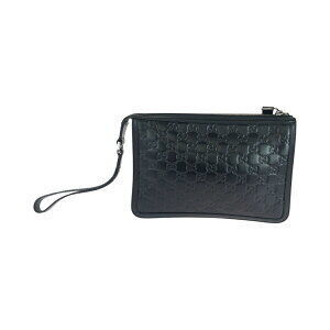 Gucci leather black clutch ssima bag